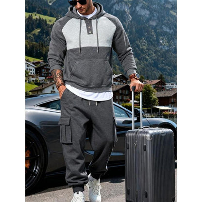 KZZ Men's Winter Heavyweight Fleece Hoodie Set
