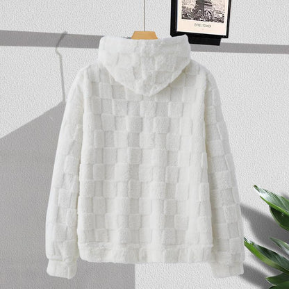 KZZ NewYork Hoodie Men's Letter Embroidery Pocket Textured Flannel Hoodie