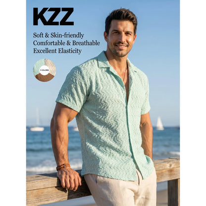 KZZ Men's Classic Solid-Color Short-Sleeve Shirt