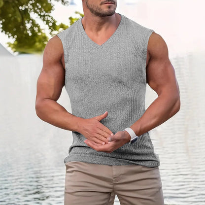 KZZ Men's Slim-Fit Vertical-Stripe Knit Vest
