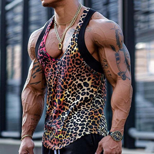 KZZ Men's Leopard Print Vest