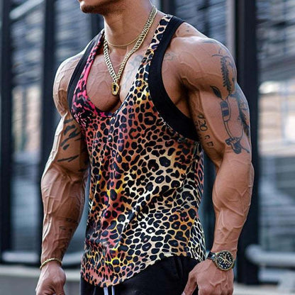 KZZ Men's Leopard Print Vest