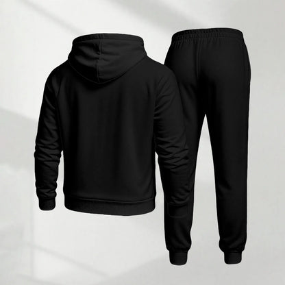 KZZ Men's casual sports long-sleeved hooded jacket and trousers