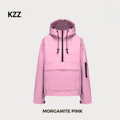 KZZ waterproof oversized autumn hoodie jacket warm semi-zipper jacket can be worn in daily seasons