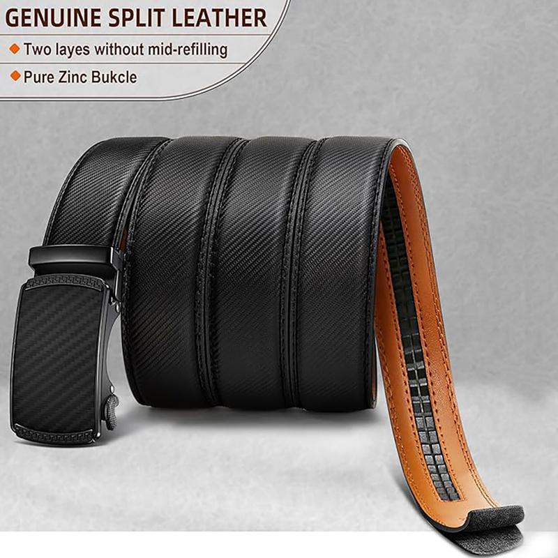 KZZ Mens Belt Leather Ratchet Easy Release Belt Dress and Casual Adjustable Belts