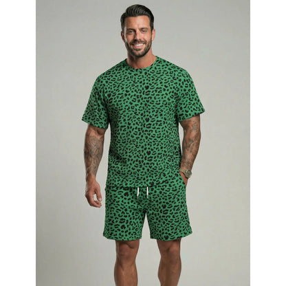 KZZ Men's Leopard Print Two-Piece Set
