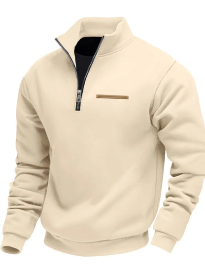 KZZ Men's Solid Half Zip Up Sweatshirt Loose Casual Long Sleeve