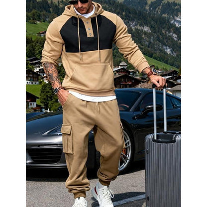 KZZ Men's Winter Heavyweight Fleece Hoodie Set
