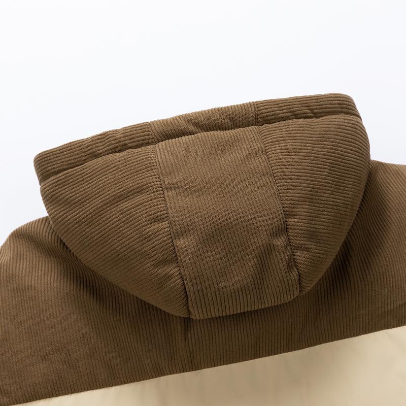 KZZ Winter Hooded Casual Fleece-Lined Men's Coat with Removable Hood