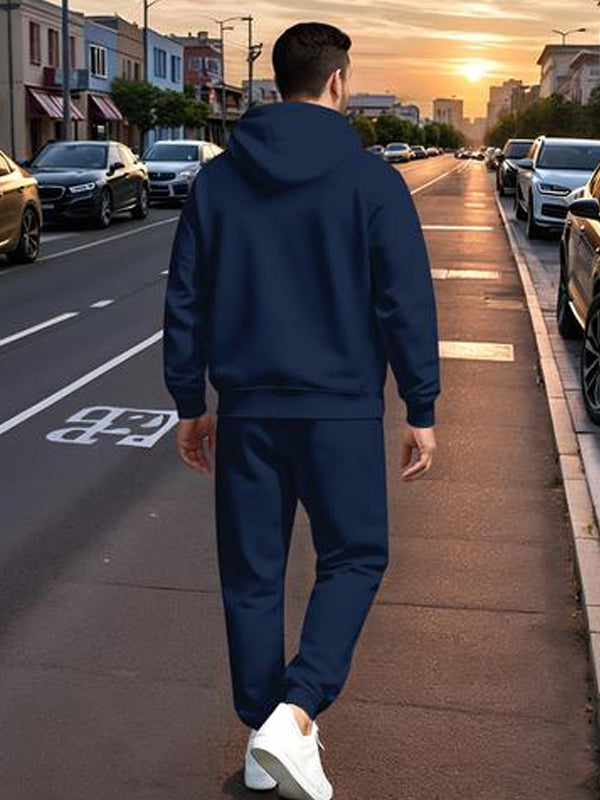 KZZ Men's Printed Hoodie and Drawstring Sweatpants Set, Menswear