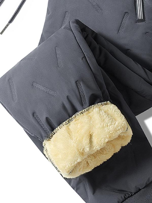 KZZ Men's Warm Fleece-Lined Straight-Leg Jogger Pants with Zipper Pockets