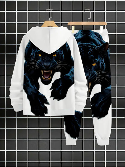 KZZ Men's Casual Hooded Sweatshirt Set