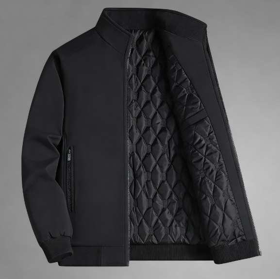 KZZ Men's Solid Color Zip Up Thermal Lined Fleece Jacket