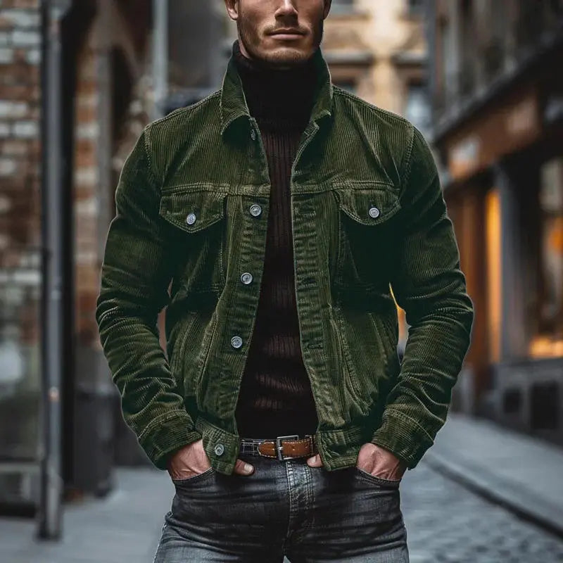 KZZ Men's Autumn/Winter New Arrival Corduroy Long-Sleeved Jacket
