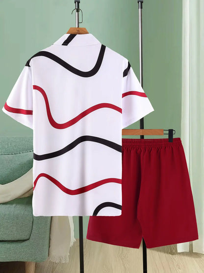 KZZ Short-Sleeve Polo Shirt and Elastic-Waist Shorts