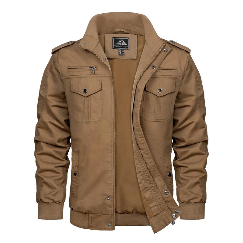 KZZ autumn men's casual windbreaker jacket workwear stand collar bomber jacket
