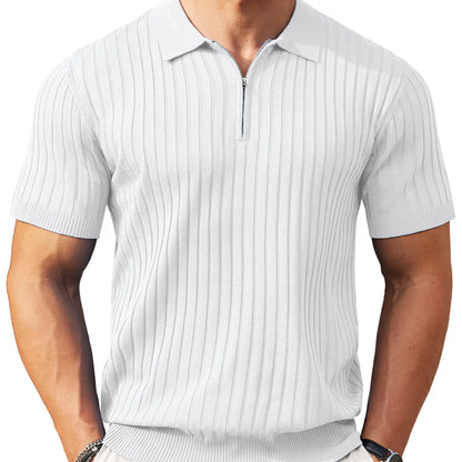 KZZ Men's Knitted Short-Sleeve Polo Shirt