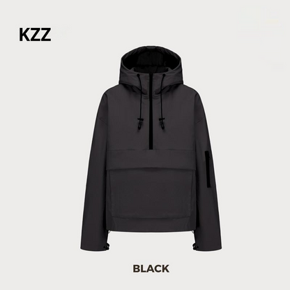 KZZ waterproof oversized autumn hoodie jacket warm semi-zipper jacket can be worn in daily seasons