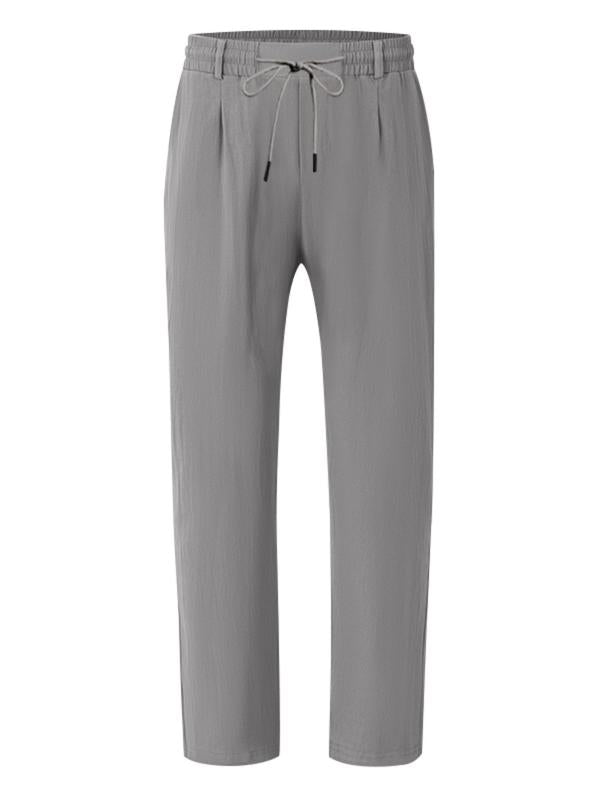 KZZ Men's Solid Color Linen Pants,  Fit Casual Comfy Wide Leg Trousers