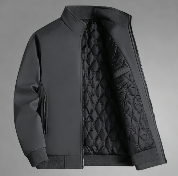 KZZ Men's Solid Color Zip Up Thermal Lined Fleece Jacket