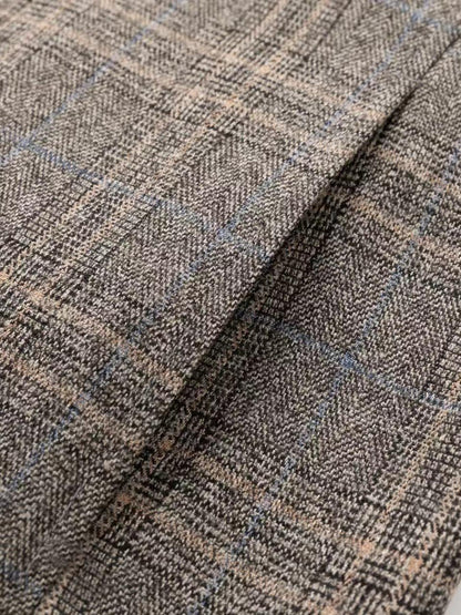KZZ Men's Plaid Single-Breasted Blazer