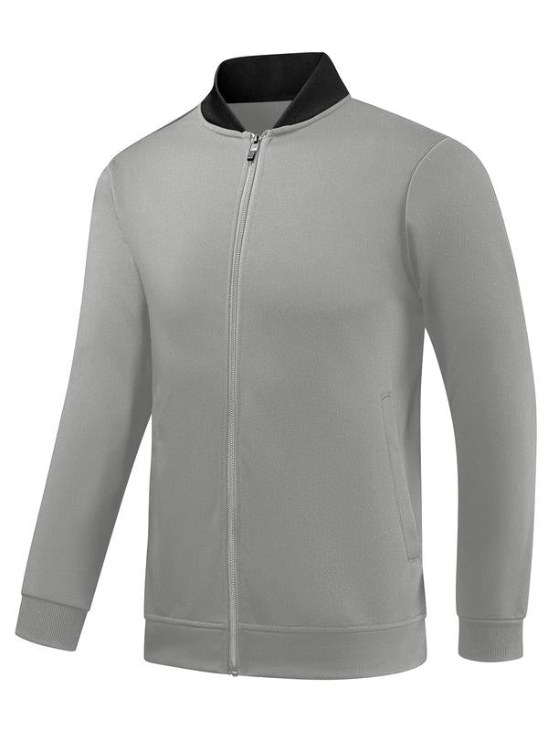 KZZ Men's Solid Zip Up Pocket Jacket & Drawstring Waist Pants Sportswear Set