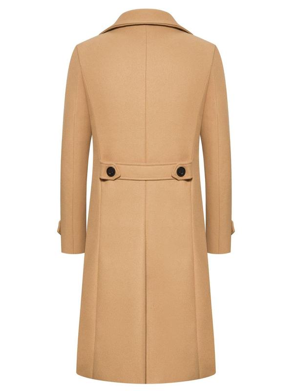 KZZ Men's Solid Color Trench Coat Double Button Windproof Jacket