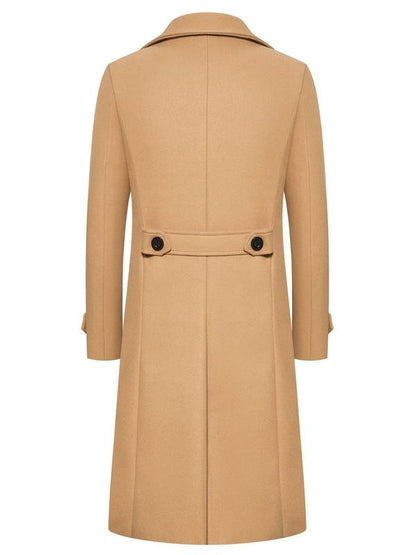 KZZ Men's Solid Color Trench Coat Double Button Windproof Jacket