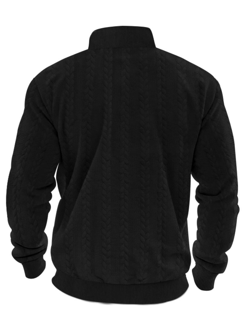 KZZ Men's Solid Zip Up Drop Shoulder Sweatshirt