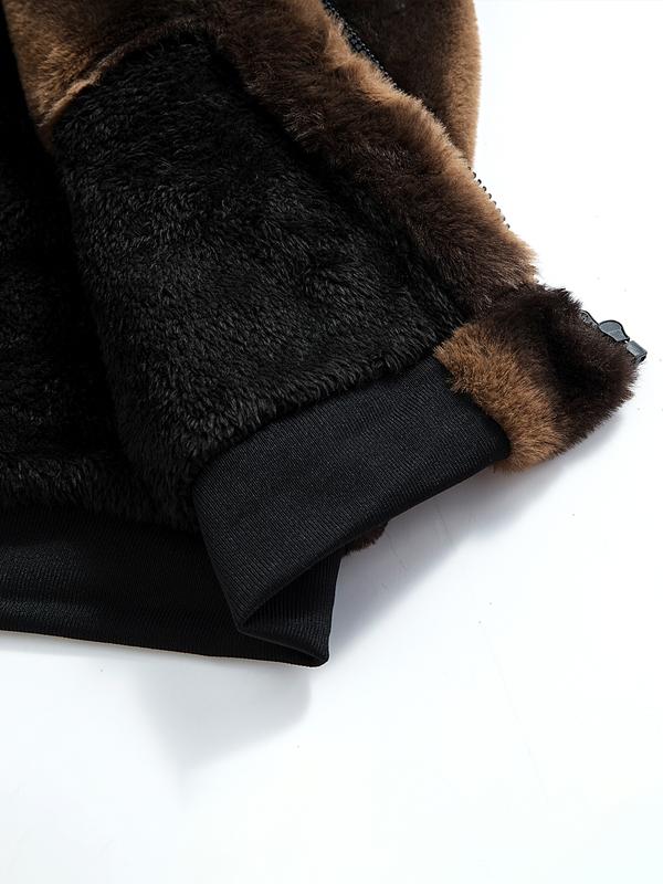 KZZ Men's Winter Fashion Fleece Jacket, Trendy Leopard Print Double-Sided Warm Coat