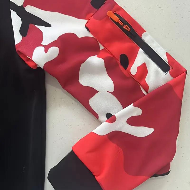 KZZ Stitching Hooded Men's Fashion Camouflage American Vintage Zipper Sweater