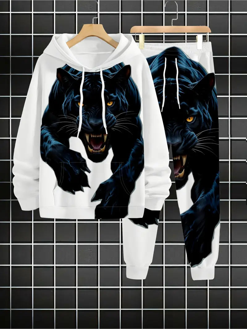 KZZ Men's Casual Hooded Sweatshirt Set