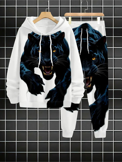 KZZ Men's Casual Hooded Sweatshirt Set