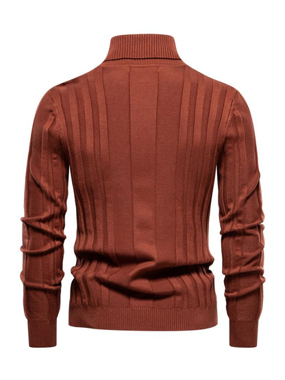 KZZ Men's Solid Turtleneck Sweater,Men's Knitwear for Daily Wear