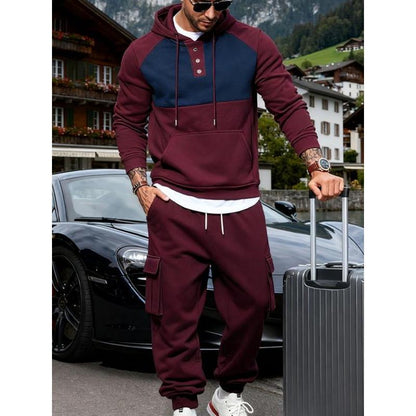 KZZ Men's Winter Heavyweight Fleece Hoodie Set