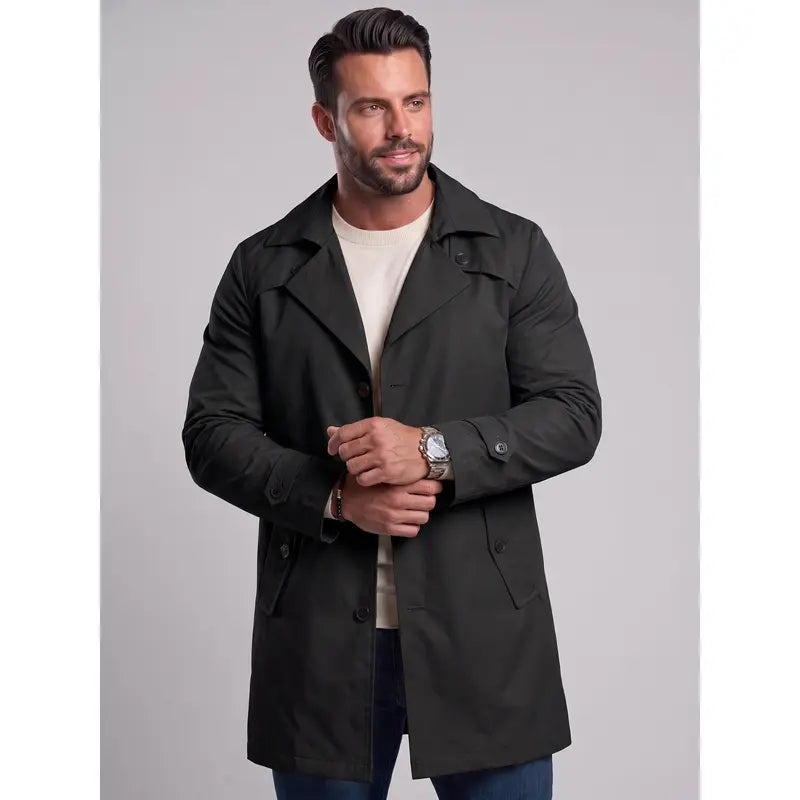 KZZ Men’s Classic Lapel Trench Coat