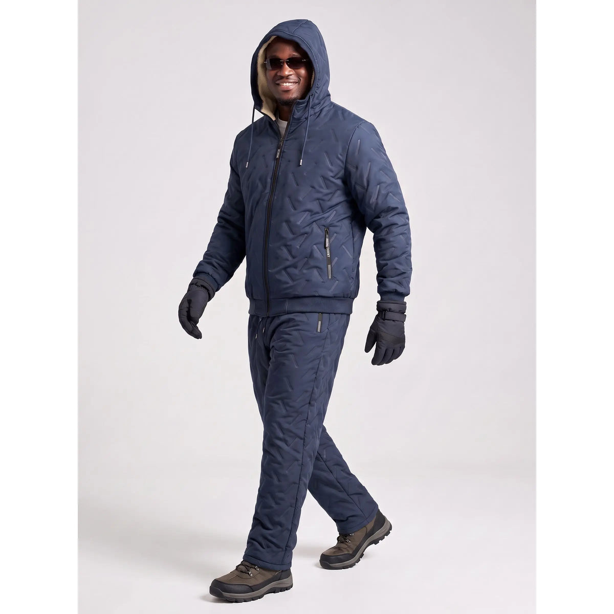 KZZ Men's Quilted Hooded Thermal Set