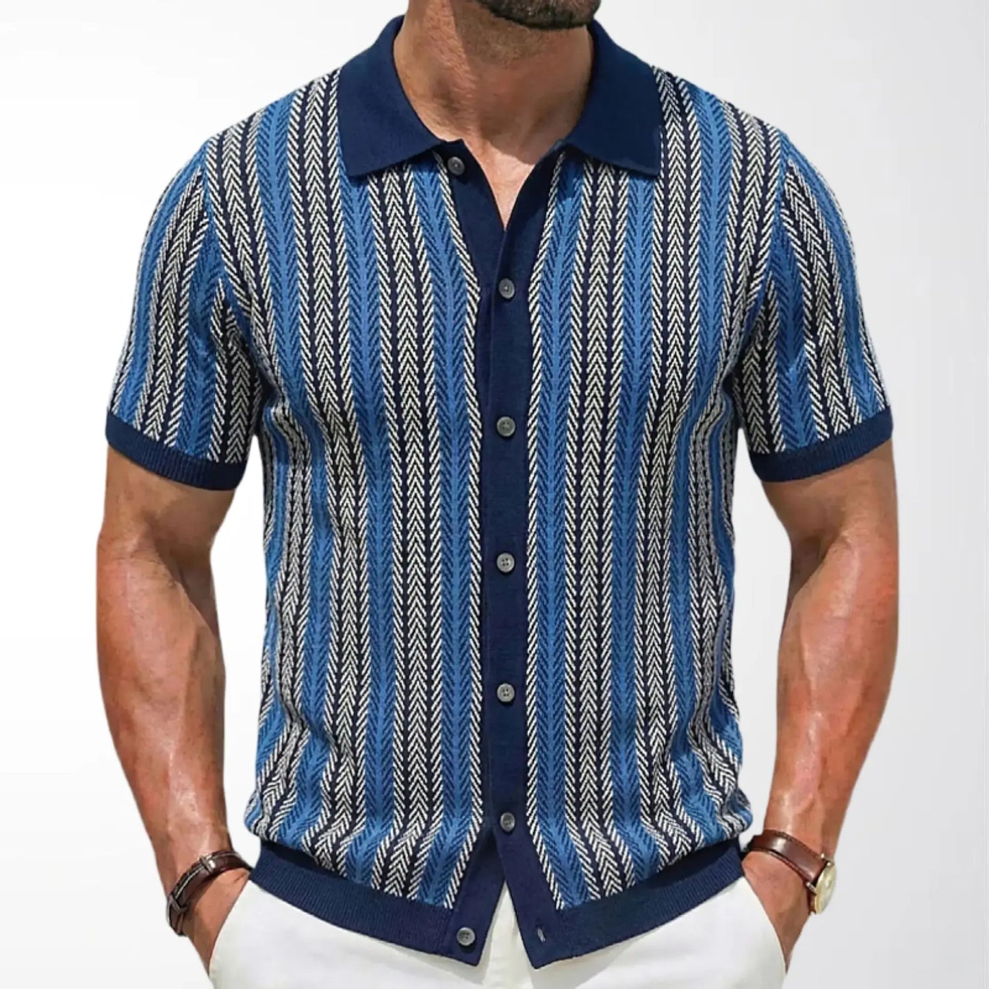 KZZ Men's High-Quality Short-Sleeve Knit Shirt