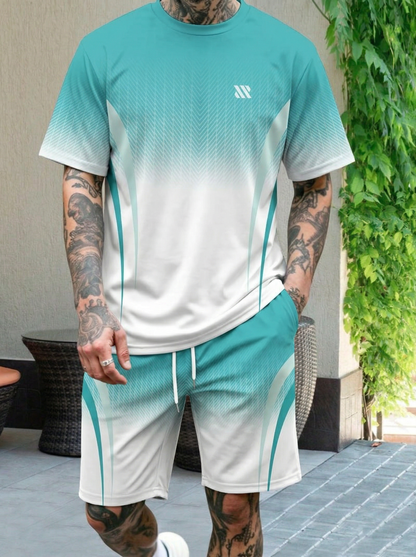 KZZ Men's short Sleeve Gym Training set