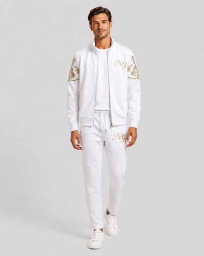 KZZ Men's Stylish Stand-Collar Sports Set
