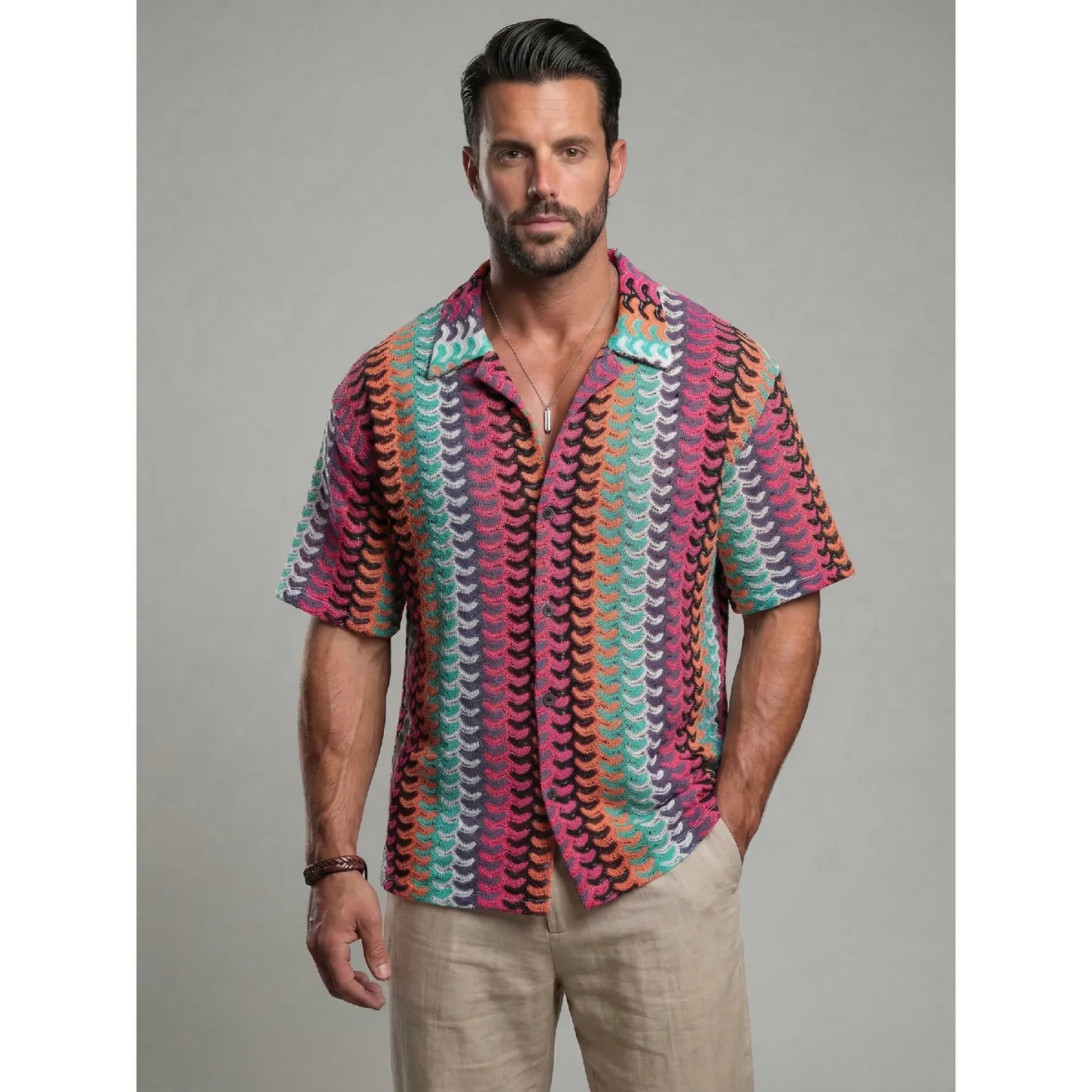 KZZ  New Summer Men's Knitted Shirt