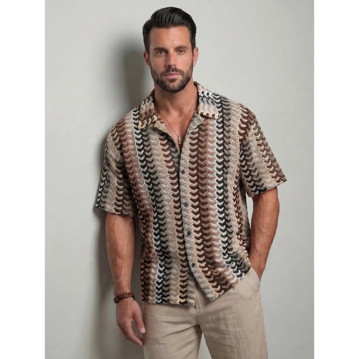 KZZ  New Summer Men's Knitted Shirt