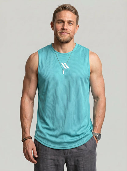 KZZ Men's Solid-Color Mesh Tank Top