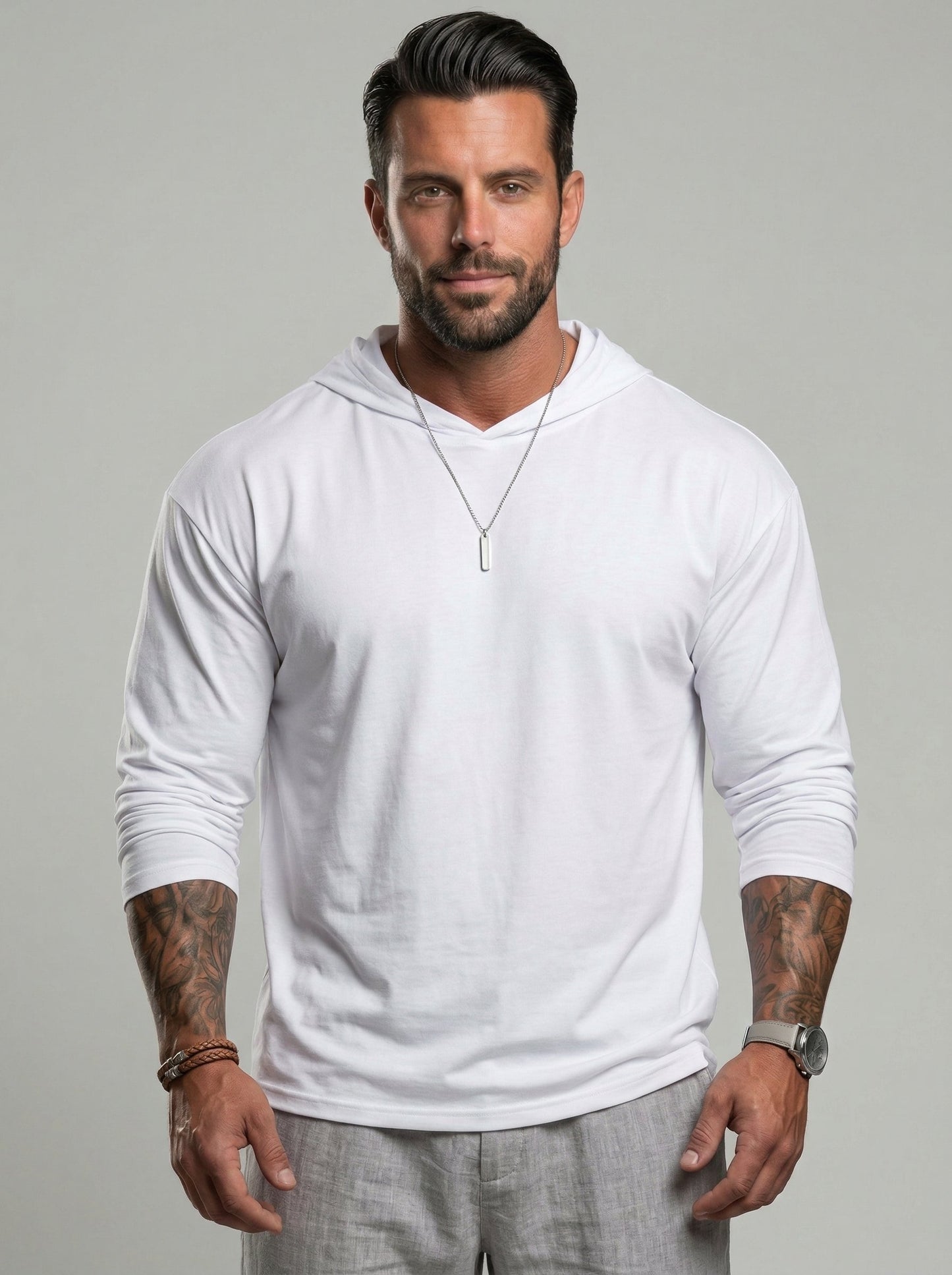 KZZ Hooded Drop-Cut Long Sleeve