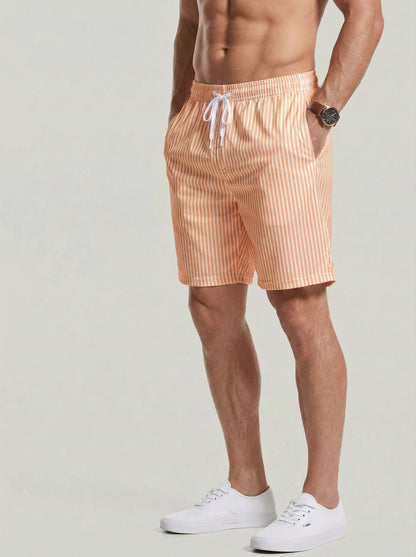 KZZ Men's Regular Fit Striped Print Shorts