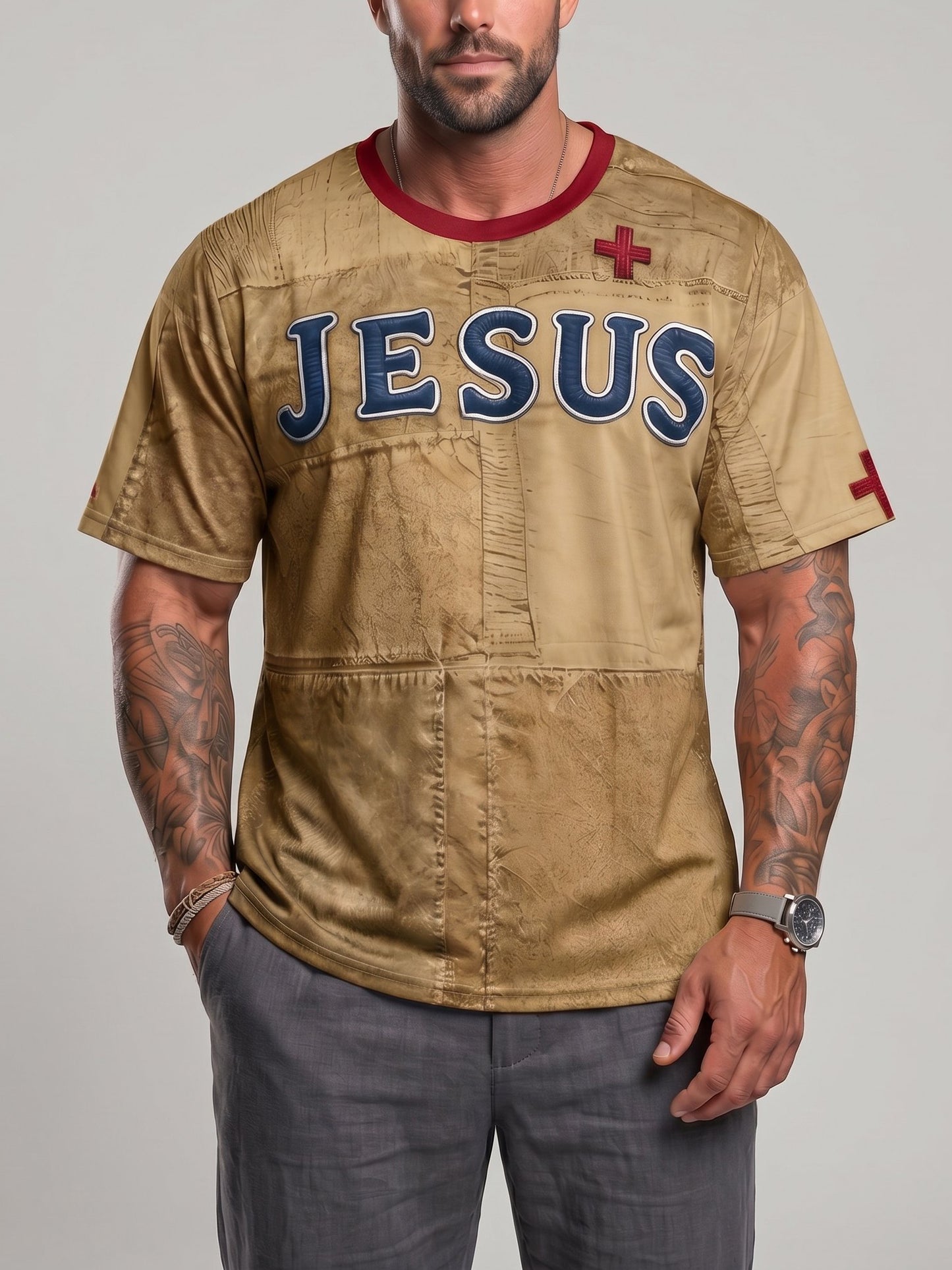 KZZ Paneled Printed Loose-Fit T-Shirt