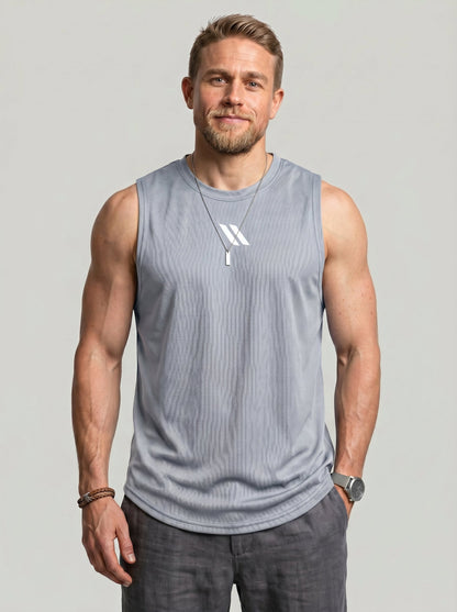 KZZ Men's Solid-Color Mesh Tank Top