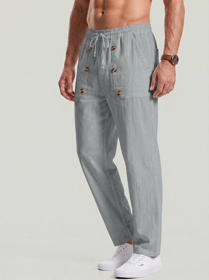 KZZ Men's Breathable Linen Drawstring-Waist Trousers