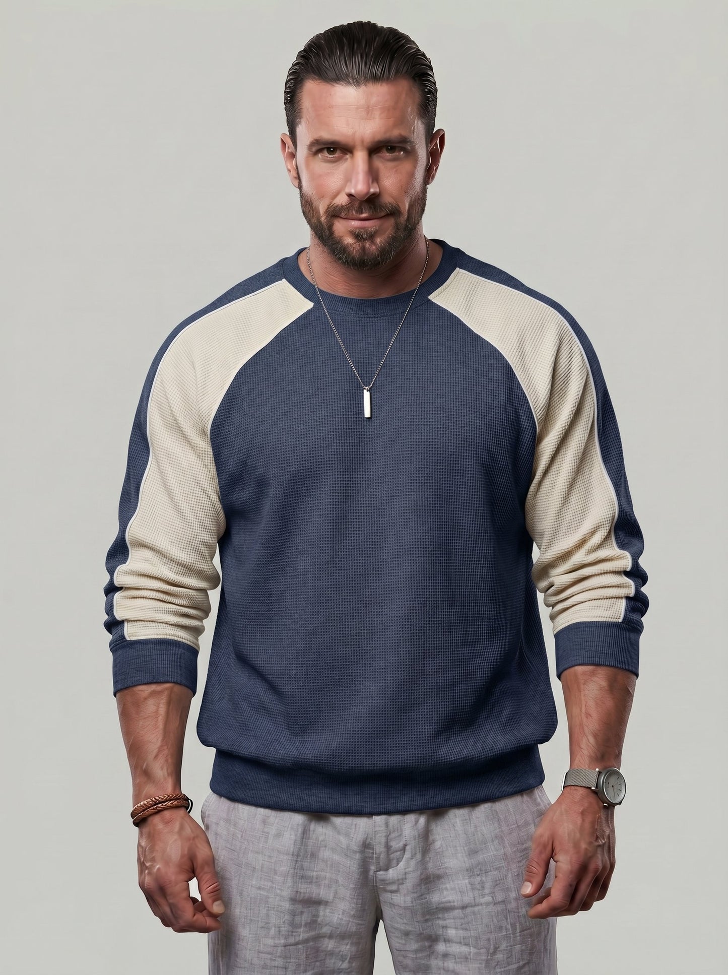 KZZ Men's Color-Block Sweatshirt