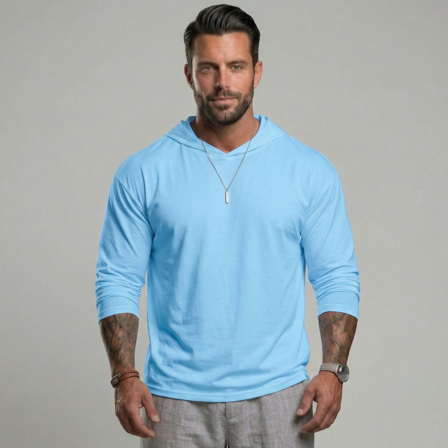 KZZ Hooded Drop-Cut Long Sleeve